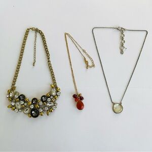 Avon, Lucky Brand, Boutique Gold Silver Carnelian Moonstone Statement Necklace